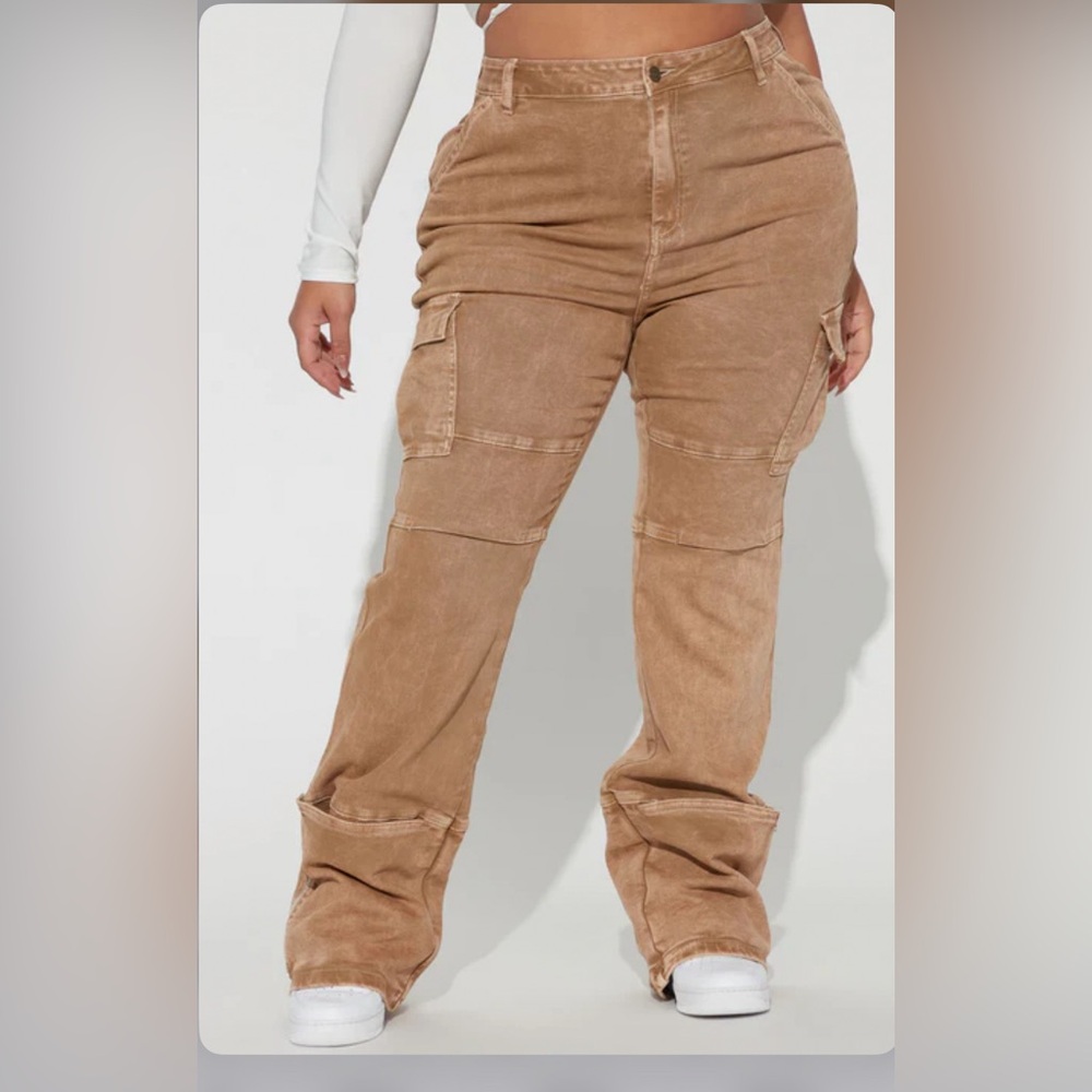 Fashion Nova Tan Flare Jeans